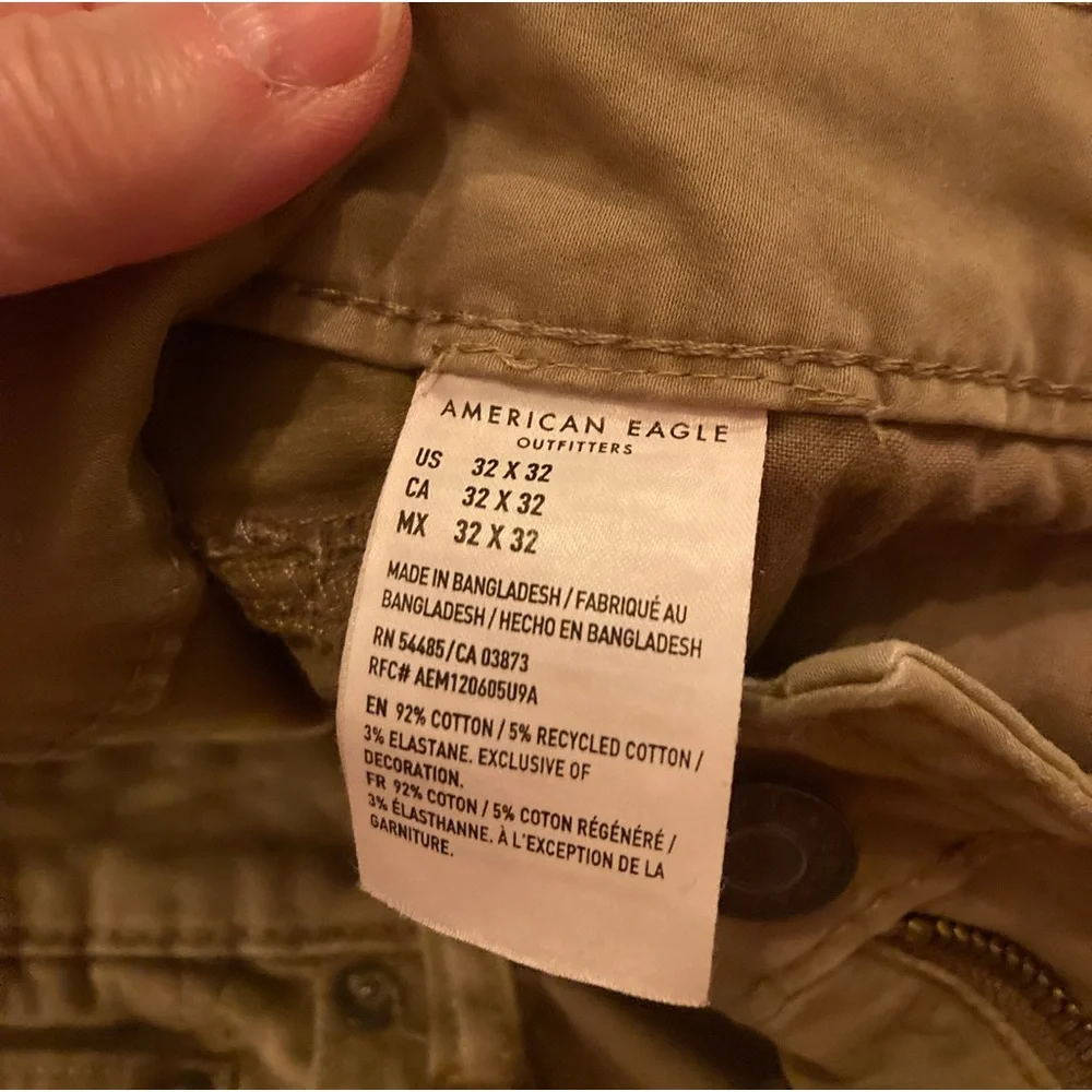 Men American eagle brown tan khaki skinny flex dress work casual pant chino 32